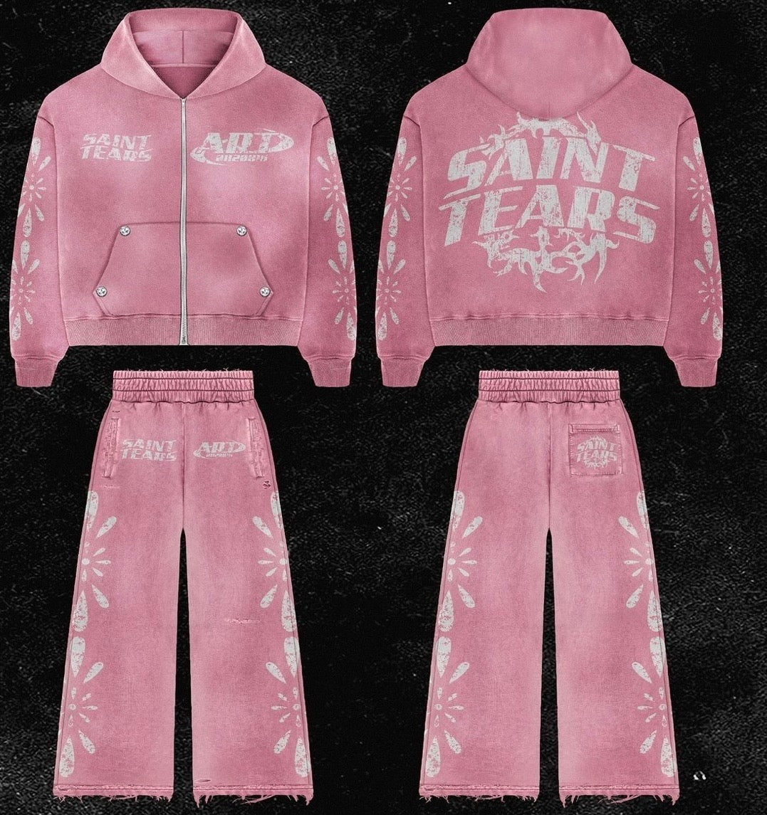 Pink track suit